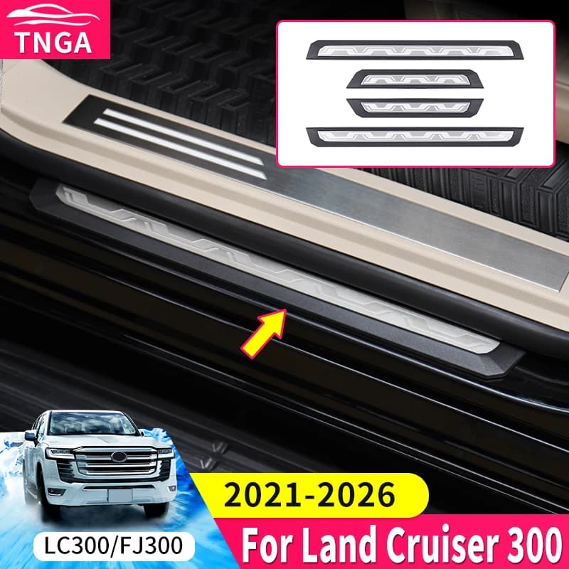 For Toyota 2021-2027 land cruiser LC300 300 Car Door Sill Protector Scuff Plate Exterior Trim Car Accessories Anti Scratch Guard