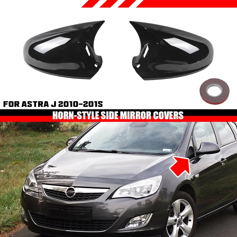 2 Pcs For ASTRA J 2009 2010 2011 2012 2013 2014 2015 ABS Side Rearview Wing Mirror Cover Caps Shell Trim OX Horn Style Exterior