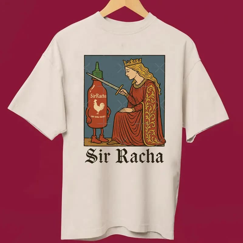 Sir Racha Shirt Medieval Art T-shirt Sriracha Fan Merch Funny Chili Souce Tee Retro Medieval Humor Tees Fun Art Meme Women Men