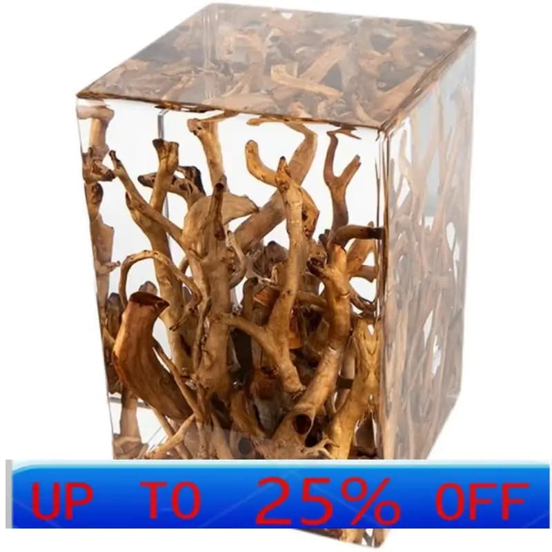 LTT Marble Transparent Epoxy Furniture Crystal Acrylic Stool Edge Tea Stool