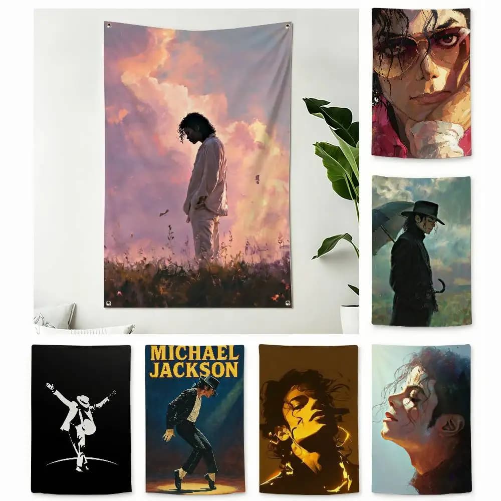 MJ Micheal Jackson Art  Home Decor Wall Hanging Vertical Flags Indoor Outdoor