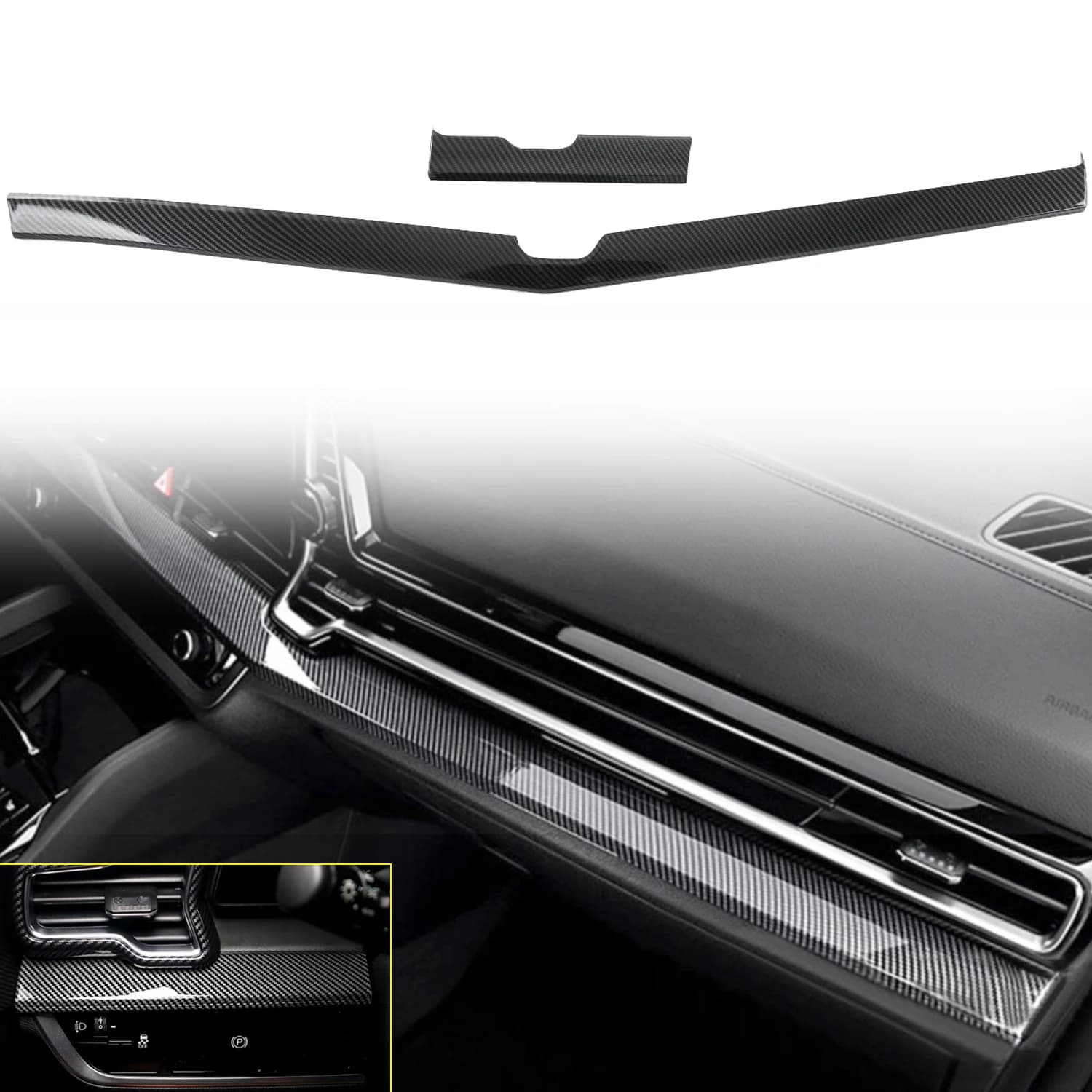 Only Fit LHD! Car Accessories For Kia Sportage NQ5 2022 2023 Carbon Fiber Style Center Control Dashboard Decoration Strip 2pcs