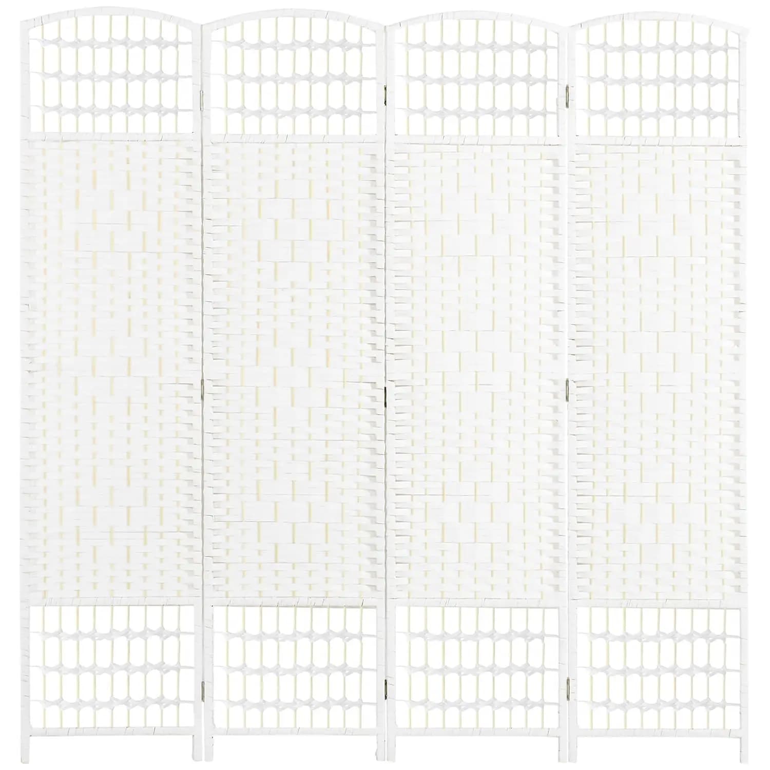 4 Panel Room Divider, Folding Privacy Screen, 5.6', White, Customized