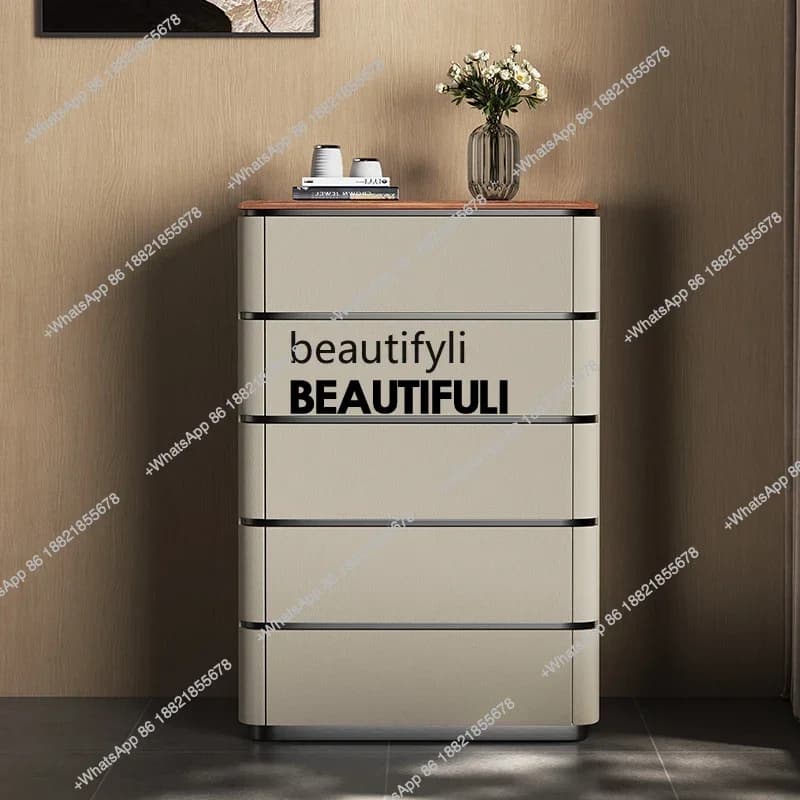 ss8350 Light luxury chest of drawers High leather storage South American walnut solid wood Bedroom high cabinet Side cabinet