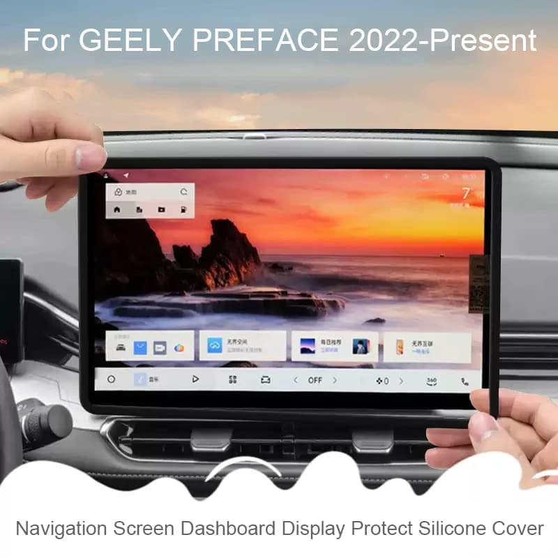 Car 12.3"13.2"14.6"Navigation Screen Protective Silicone Cover For GEELY PREFACE 2022-Present Auto 10.2"Dashboard Display Cover