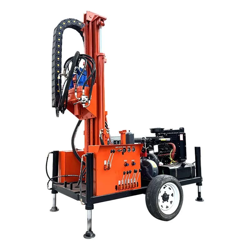 Wheeled hydraulic water well drilling rig 220 meters water and gas dual-purpose drilling machine