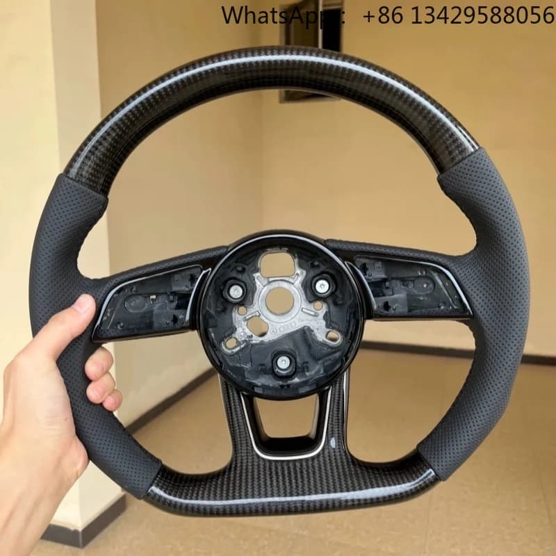 RS Style Half Perforated Leather Carbon Fiber Steering Wheel for Audi Q5L Q3 Q5 Q7 Q8 RSQ3 RSQ5 RSQ7 RSQ8 A4 A5 A6 S5 S7 B9 B8
