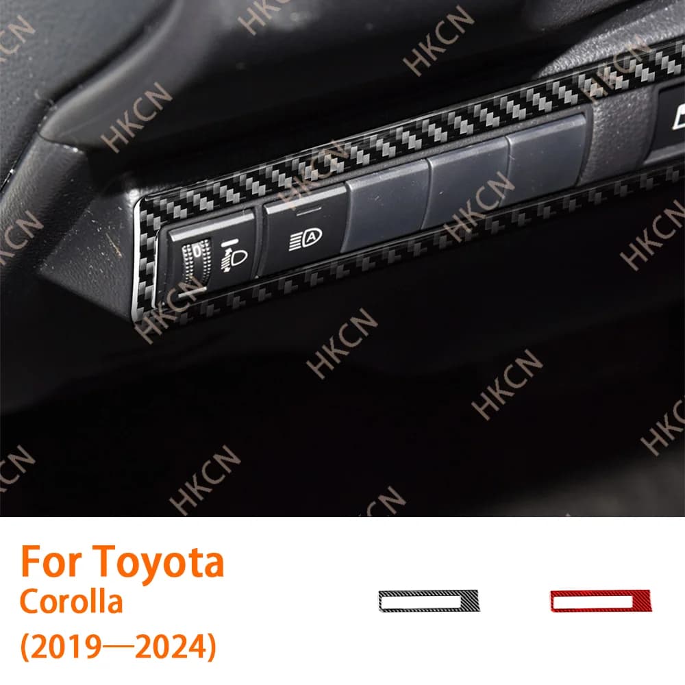 Carbon Fiber Front Lamp Headlight Switch Panel Decal Car Interior Accessories Cover Trim Sticker For Toyota Corolla 2019—2024