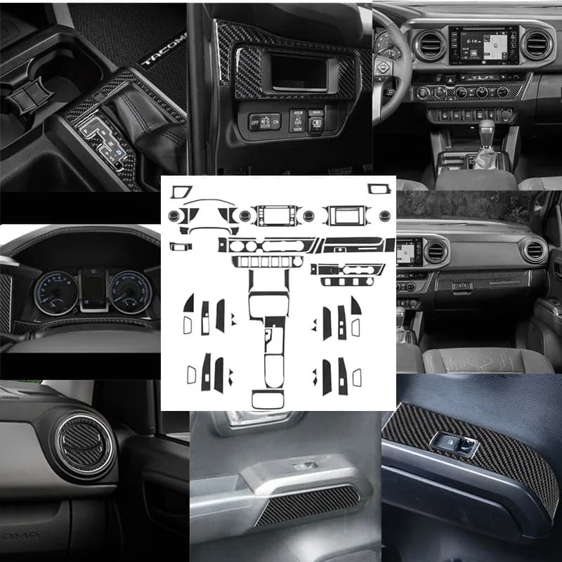 1 Set Carbon Fiber Stickers Car Interior Decoration Cover Trim For Toyota Tacoma Double Cab 2016-2021 Auto Styling Accessories