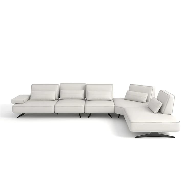 #Italian Designer Light Luxury Leather Sofa with Left and Right Corner Extendable Villa, Hotel Living Room Sofa