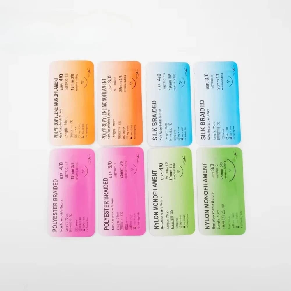 Complete suture practice kit training, silicone suture pads with wounds, red surgical kit for medical students