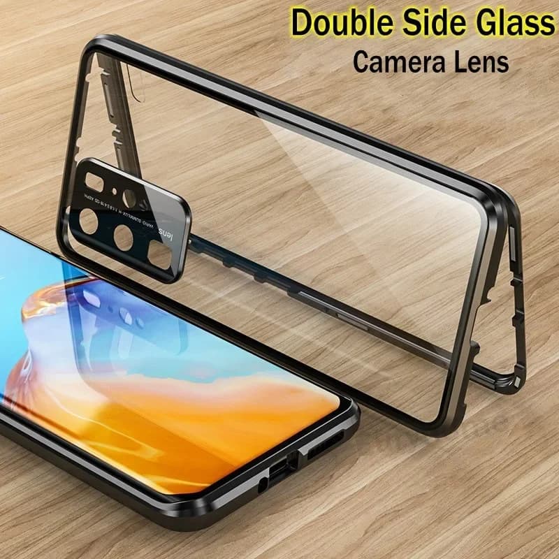 360° Double Sided Glass Magnetic Metal Phone Case for Redmi Note 13 14 Pro Plus 5G Camera Lens Protection Cover Phone Shell