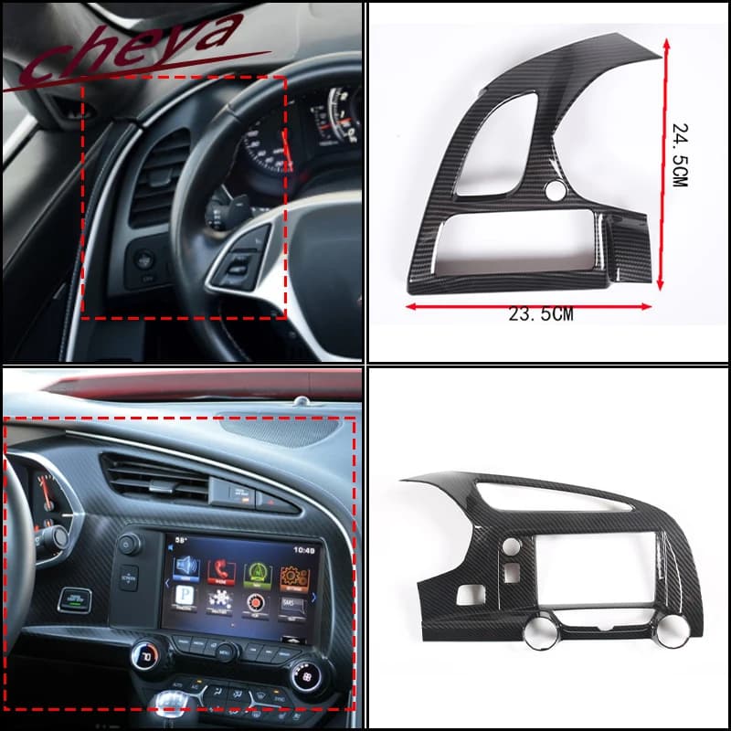 ABS Carbon Fiber Car Dashboard Air Outlet Panel Frame for Chevrolet Corvette C7 2014 2015 2016 2017 2018 2019 Accessories  LHD