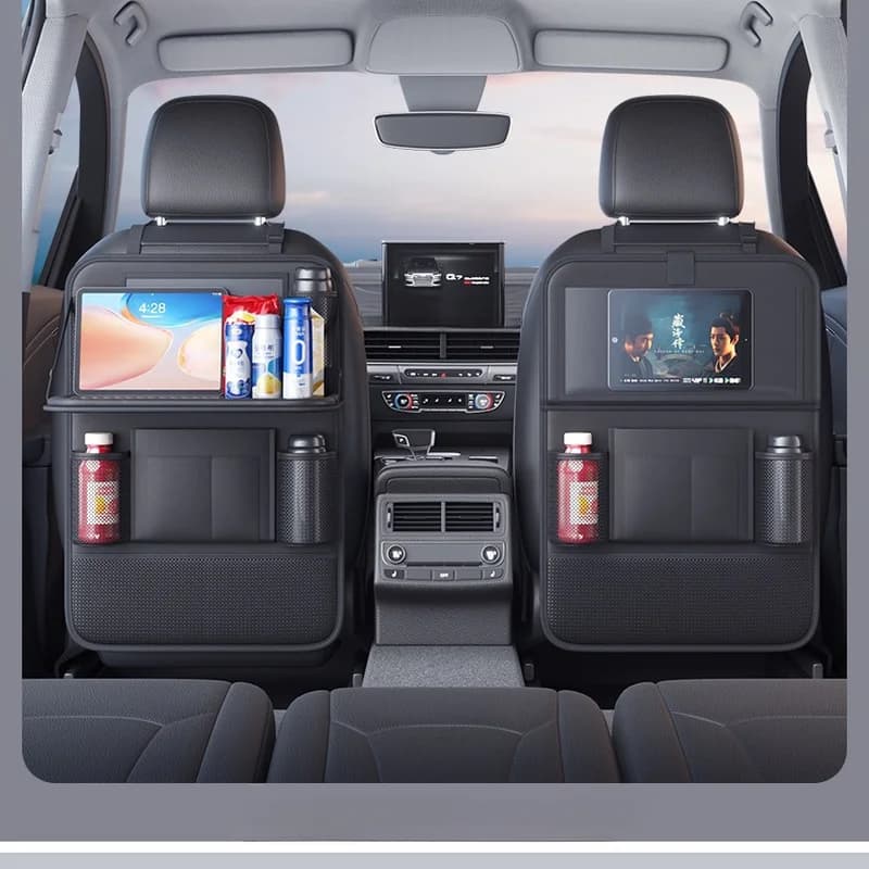 Oxford Fabric Car Seat Back Organizer Anti-Kick Hanging Storage Bag Small Table for Back Seat iPad Compatible