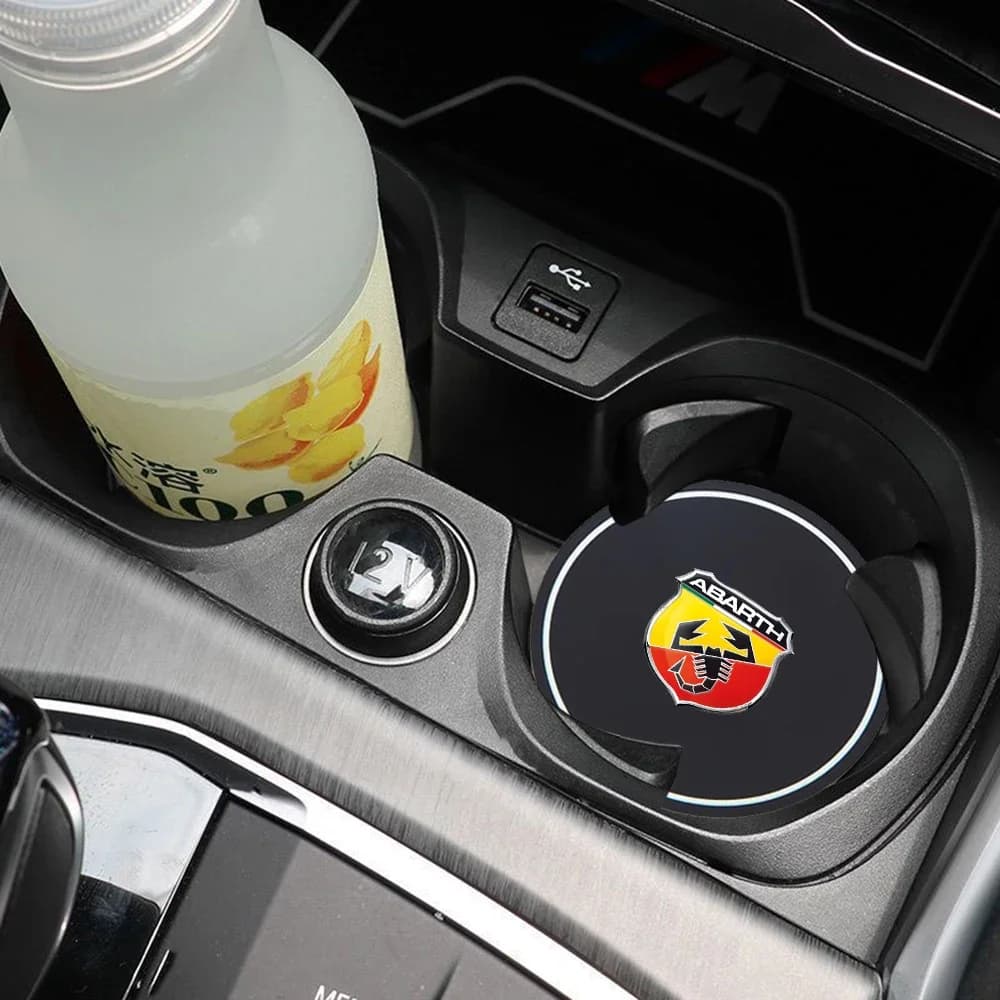 2PCS Car Cup Coaster Non Slip Mat For Abarth 500 595 695 124 Spider Waterproof Water Cup Slot Pad Accessory