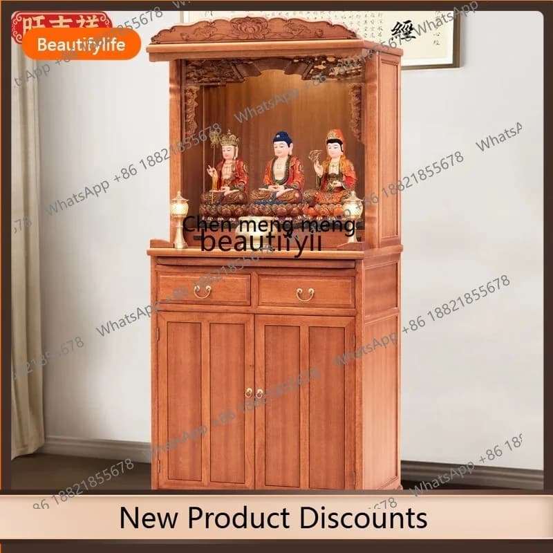X F109 Cabinet Buddha stand solid wood new Chinese style vertical cabinet serving table household Buddha cabinet offering table