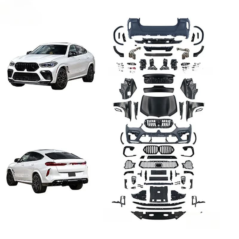 High Quality X6M Style Old To New Body Kit Bumper Grille Hood Fender Lamp Fit For X6 E71 To G06