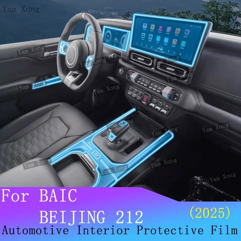 For BAIC BEIJING 212 2025 Full Set Interior Film Gear Panel Transparent Protection Sticker Navigation Screen Anti-scratch Films