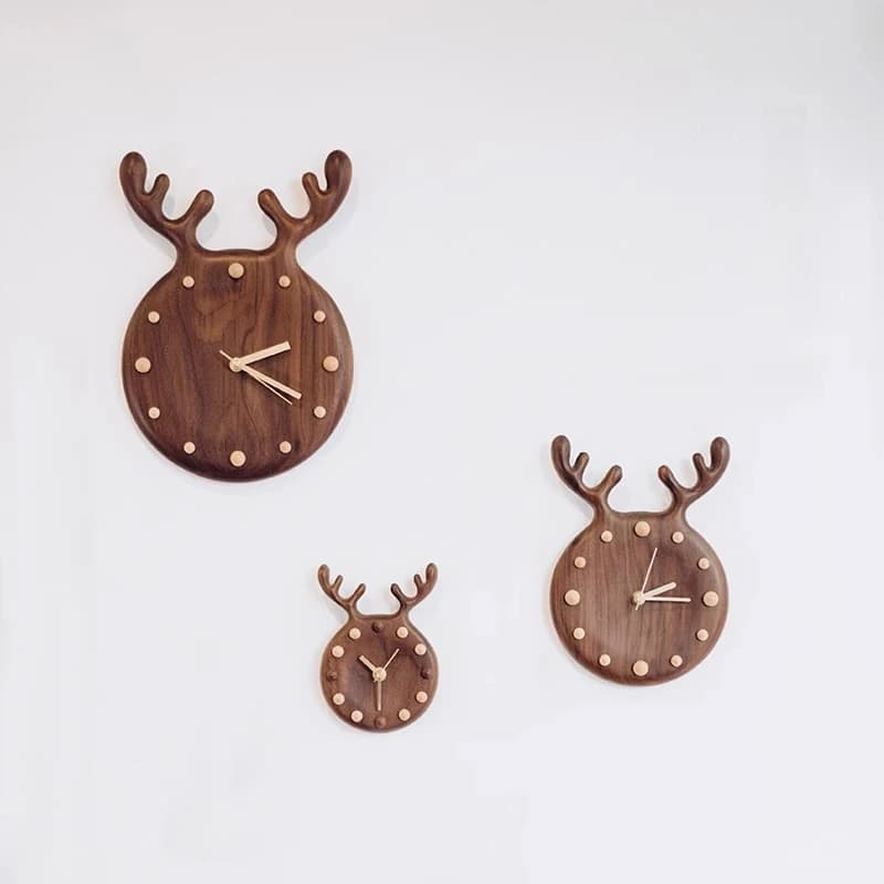 Nordic Solid Wood Wall Clocks Japanese Designer Luxury Antler Wall Clocks High-end Minimalist Home Décor Reloj De Pared FYWC