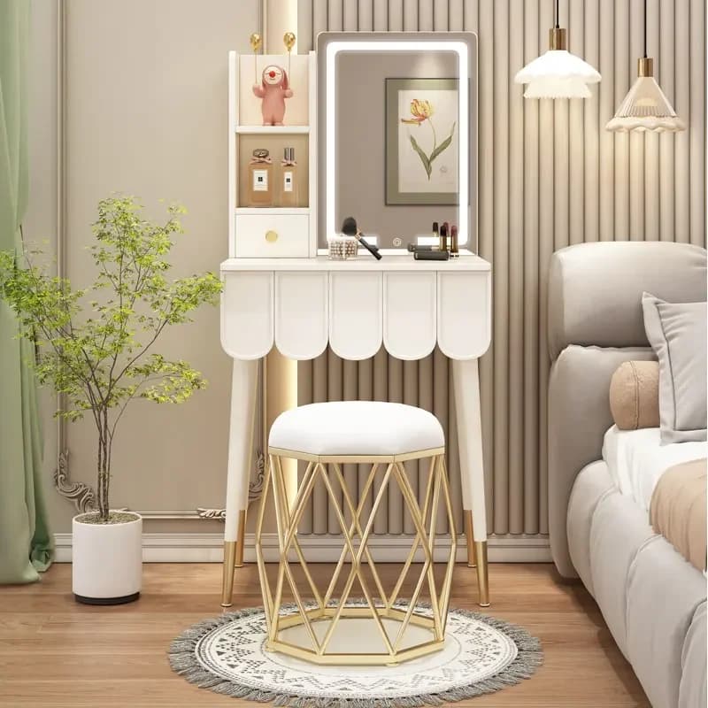 Small Natural Wood Dressing Table Narrow Affordable Wood Dresser Dressing Table Stool Essentials Coiffeuse De Chambre Furniture