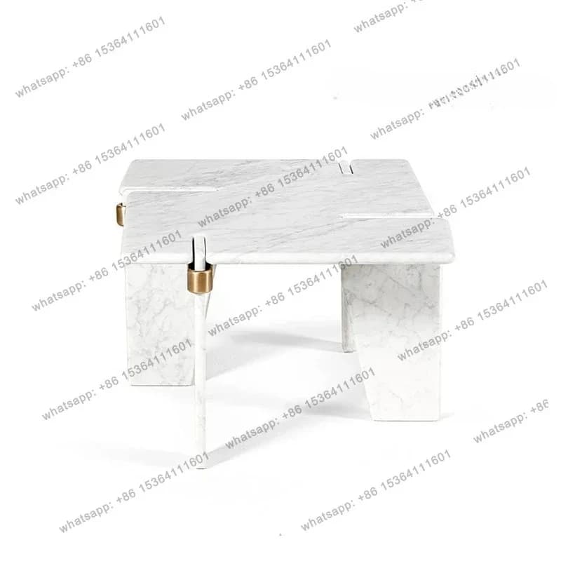 NEW Nordic creative minimalist designer marble coffee table hotel living room metal edge table combination