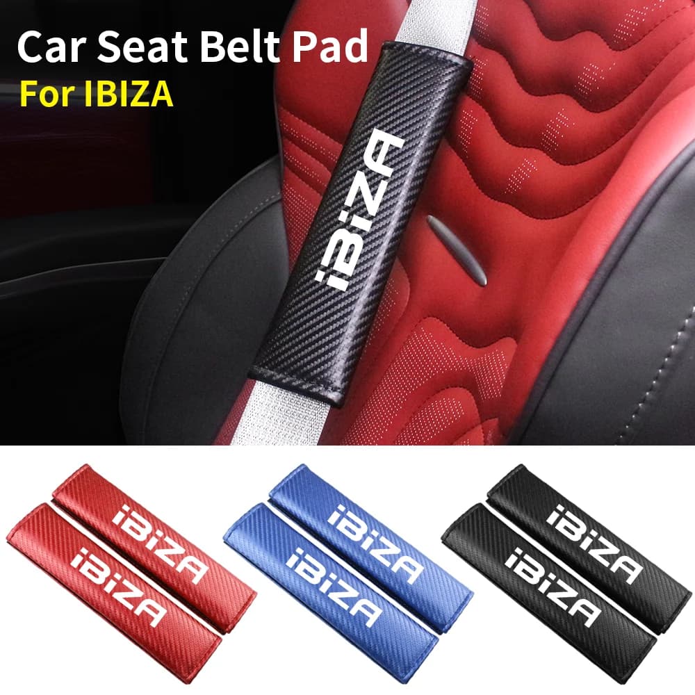 Carbon Fiber Car Safety Belt Cover Adjustable Seat Belt Cover Shoulder Strap Covers Padding Pad For Seat IBIZA Auto Accessories