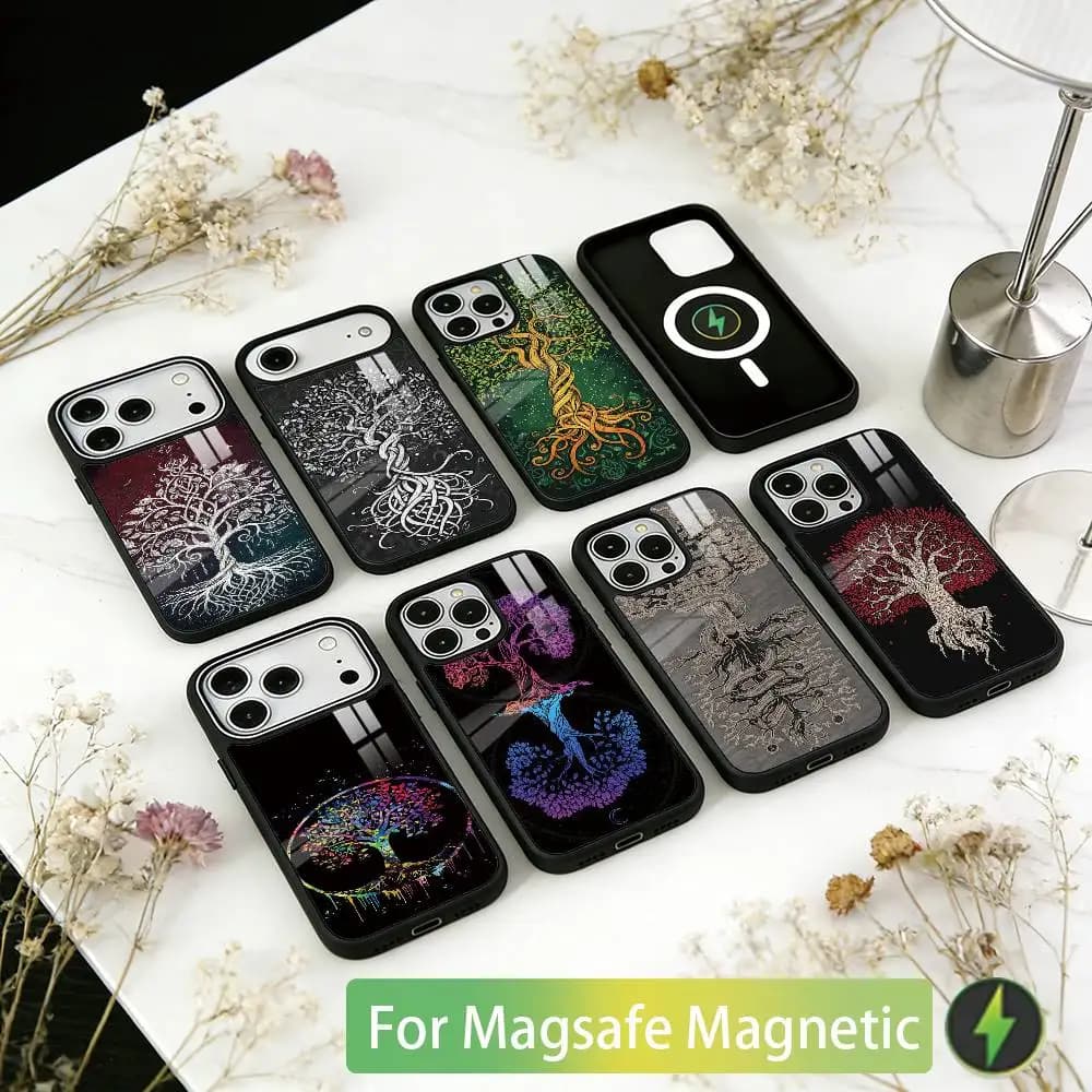 Tree of life Yggdrasil Phone Case For iPhone17,16,15,14,13,12,11 Plus,Pro Magnetic with Magsafe Wireless Charging