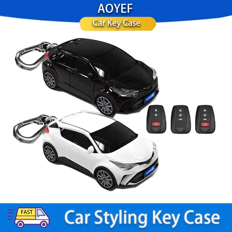 For TOYOTA CHR Key Cover Car Model Key Protective Case Creative Personalized Gift Car Key Fob Pack Buckle Accessories Key Cover