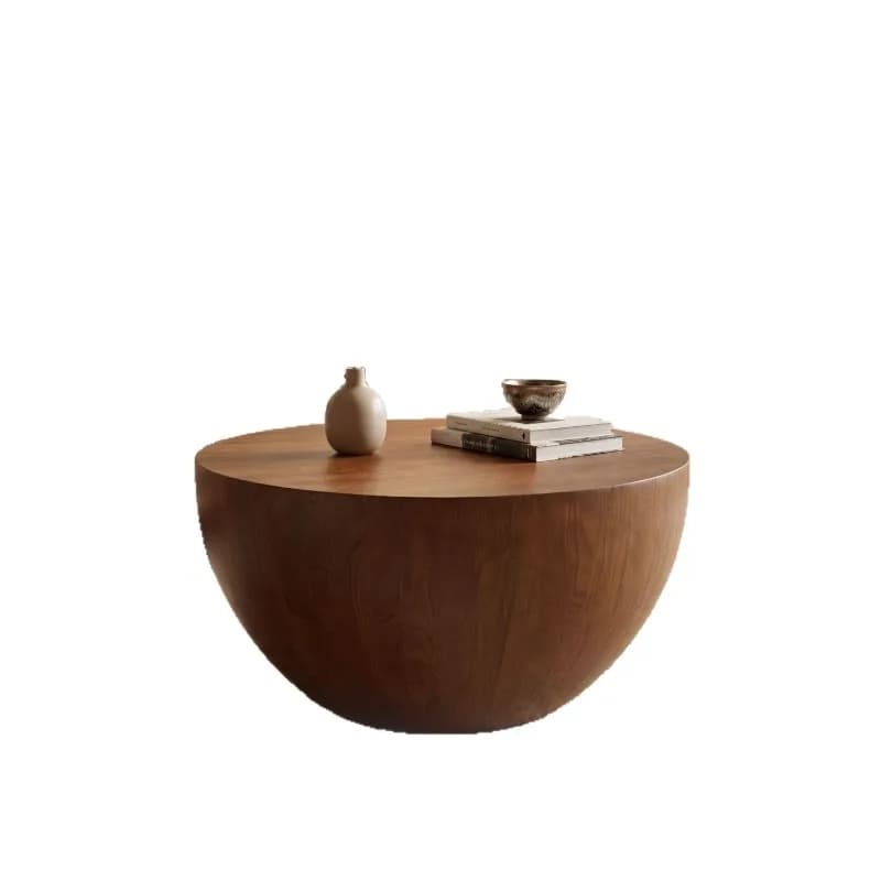 Solid wood round coffee table, living room household bowl-shaped creative tea table small apartment Zen homestay original