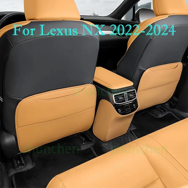 Car Rear Row Anti-kick Covers for Lexus NX 2022-2024 Leather Seat Back Kick Dirt-proof Covers Interior Accessories