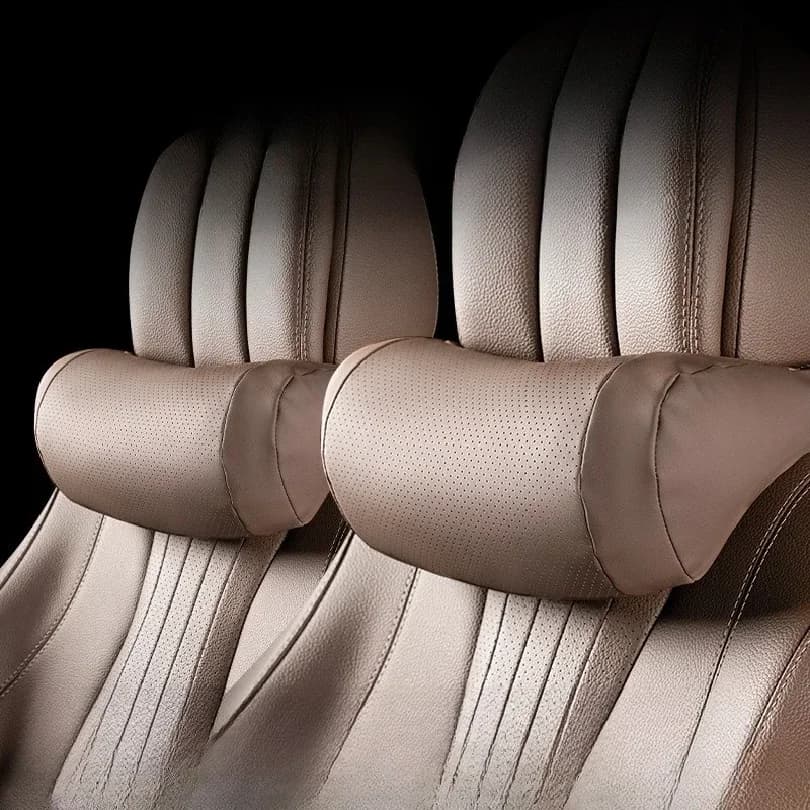 Suitable for Mercedes-Benz BMW Audi Tesla Car Leather Headrest Universal Car Interior Supplies Maybach Seat Protect Neck Pillow