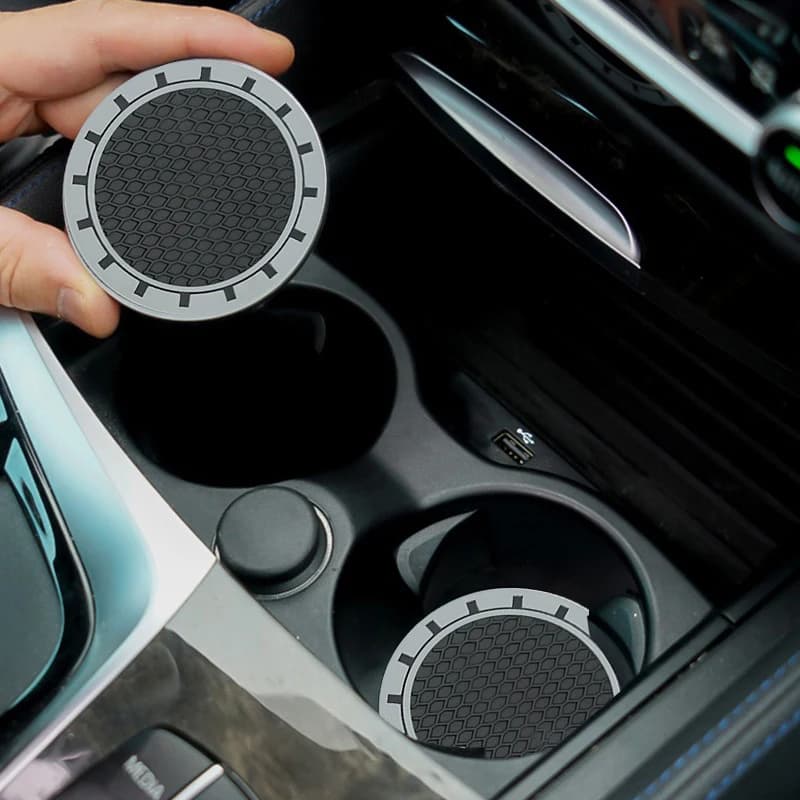 2PC Car Coaster Water Cup Slots Non‑Slip Pad Drink Mat Universal Cup Holder Coaster Dust‑Proof Cup Mat Auto Interior Accessories