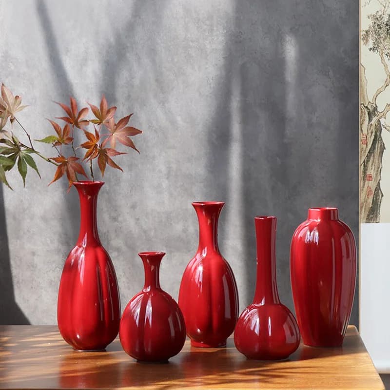Ceramic Safflower Vase, Decorative Vase, Entrance Bookshelf, Hydroponic Vase, Living Room Decoration