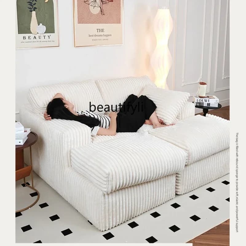Vacuum Compression Fabric Large Size Sofa Living Room Combination Corduroy Lazy Sofa Bed