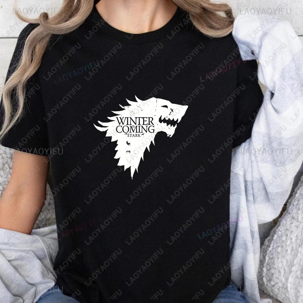 TV Series Game of Thrones Printed T-shirt Top Neutral Trend Harajuku Short Sleeve Unisex Shirt Pattern Large T-shirt