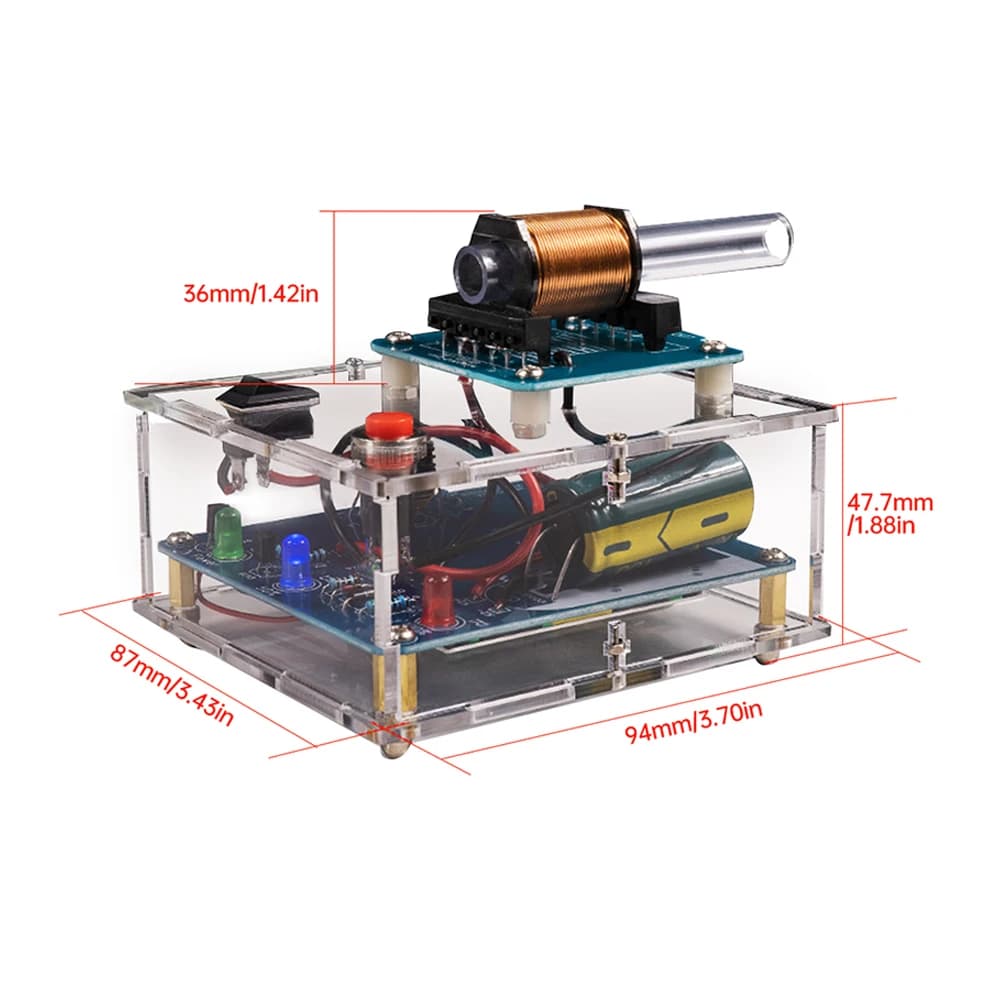HU-064 High-voltage Electromagnetic Cannon Circuit Board DIY Kit Welding exercise Circuit Making Acrylic Case without Battery