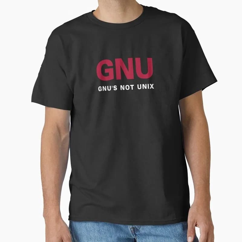 GNU - Gnu's Not Unix Linux Operating System Graphic T‑Shirt Short Sleeve Tees Geek IT Developer Fan Gift Streetwear S-6XL