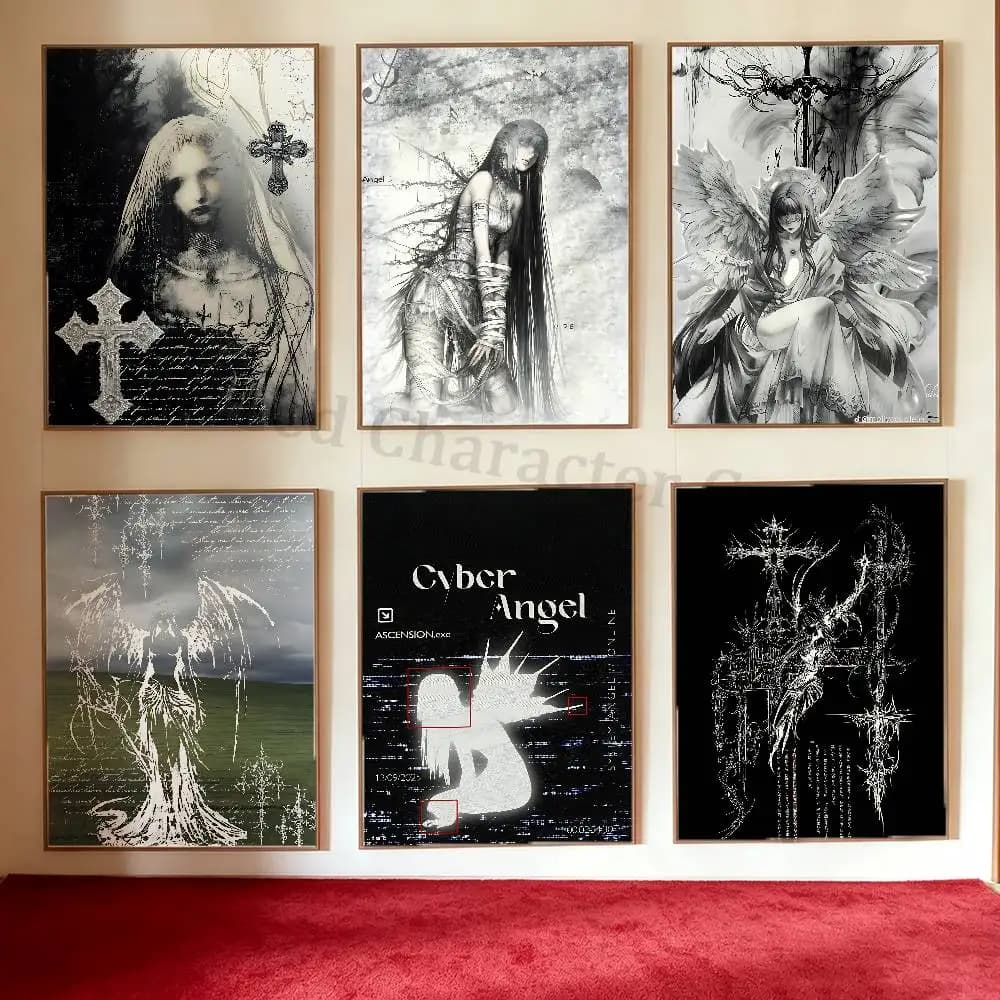 Cyber Sigil Angel Cross Anime Wall Art Canvas Painting Poster For Living Room Home Decor Decoration Picture