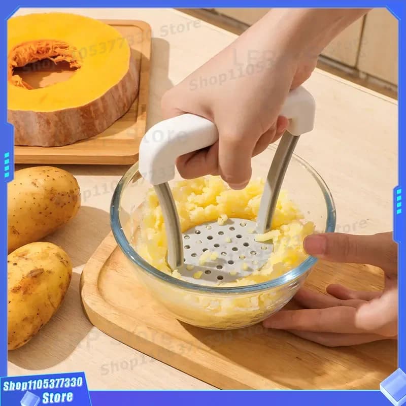 Manual Potato Masher Press for Baby Food Wavy Kitchen Gadget Vegetable Puree Maker Stainless Steel Handheld Tool for Home