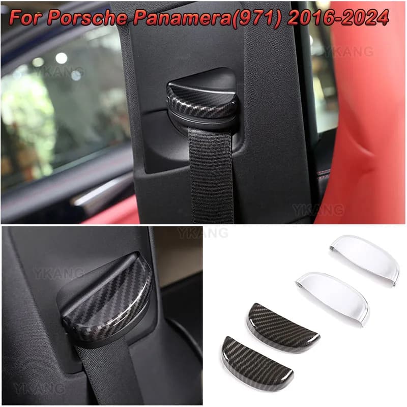 For Porsche Panamera(971) 2016-24 ABS Carbon Fiber /Silver Car Safety Belt Buckle Decoration Cover Trim Interior Car Accessories