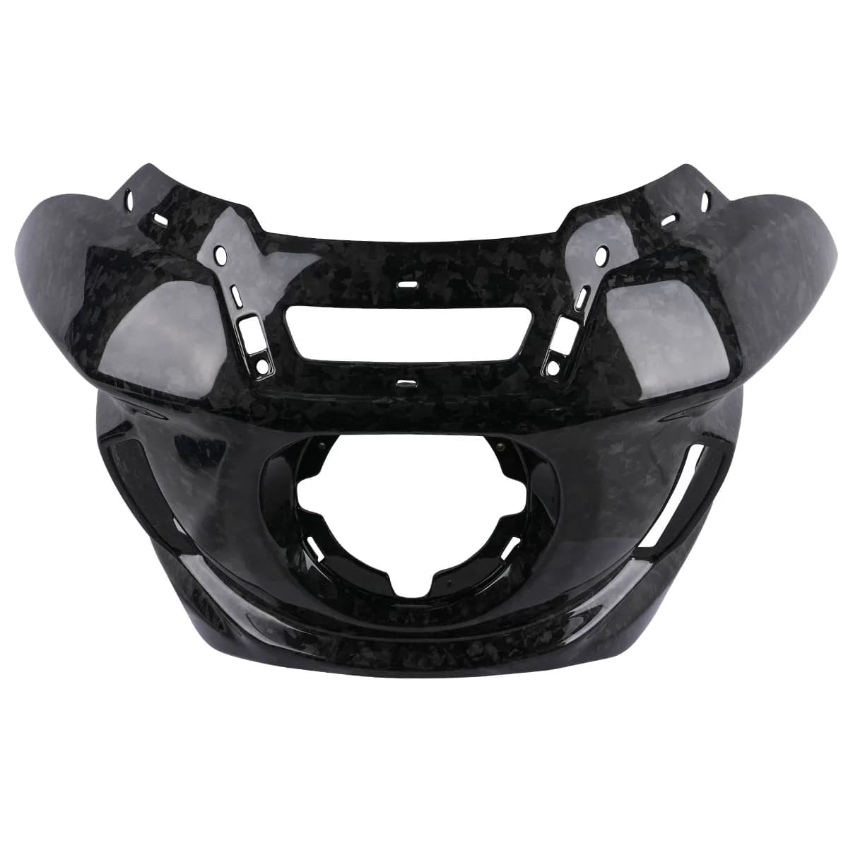 Glossy Forged Carbon Fiber OEM Replacement Front Motorcycle Fairing Cowl Black Color Compatible with for 2014-2023 Road Glide