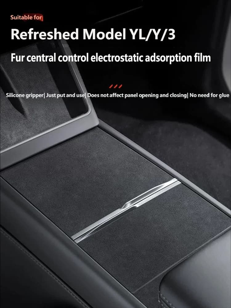 Suede Central Control Panel Sticker For Tesla Model YL/3/Y Console Panel Film Anti-Scratch Protector Cover Car Accessories