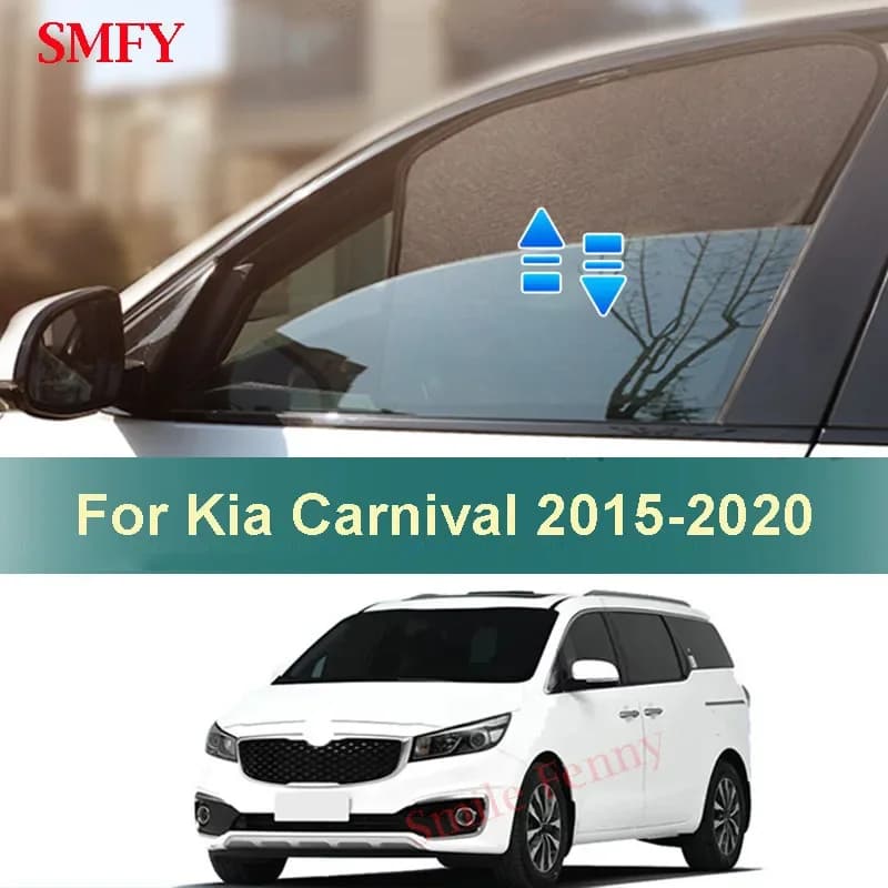 Customized Sunshade For Kia Carnival 2015-2020 Magnetic Car Side Window Sun Visor Front Rear Glass Frame Mesh Curtains Sunshield