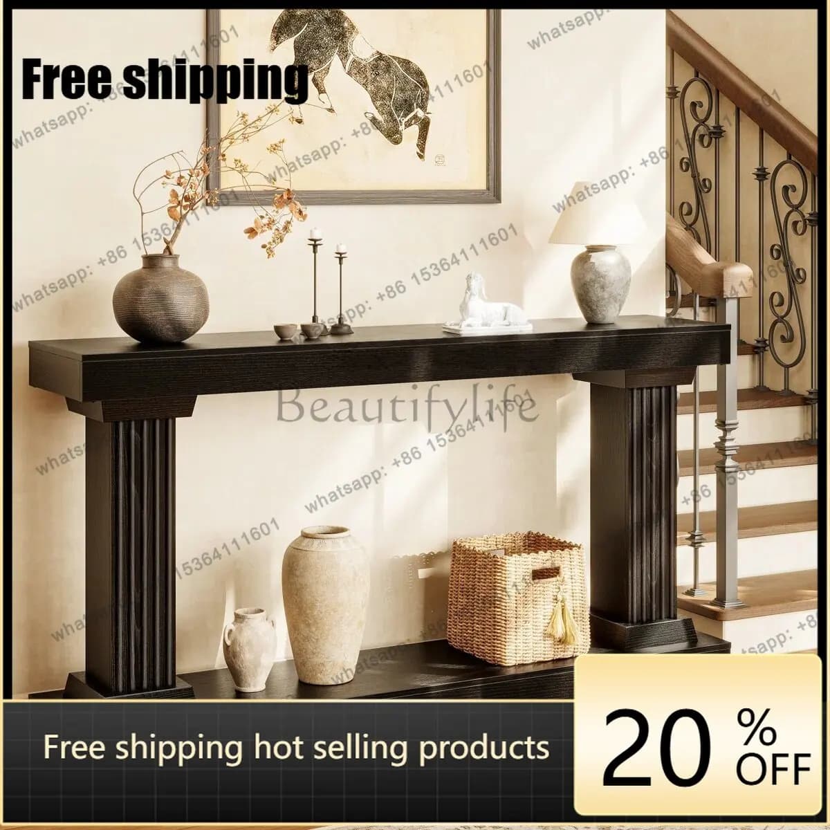 Factory Direct French Retro Wooden Entrance Table, Extremely Narrow End View Entrance Platform