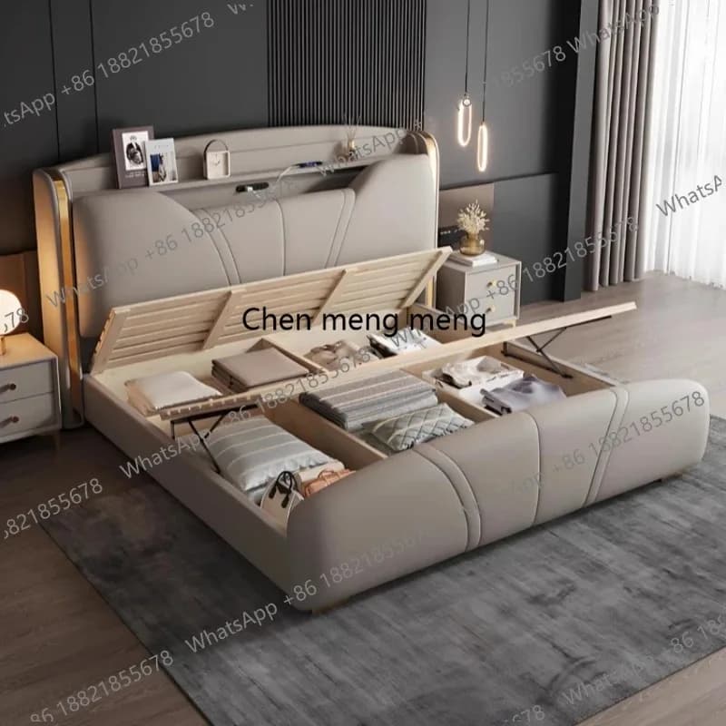 E136 180x200cm new queen bed frame Double bed king size luxury twin full bed Composite leather wooden headboard bedroom furnitur