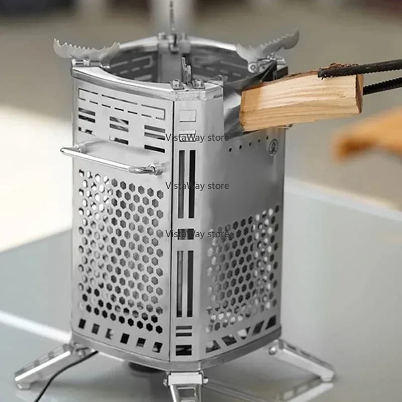 220V NEW Outer Wood Stove New Portable Smokeless Burning Stainless Steel Multi-purpose Function Field Stove Wood Stove