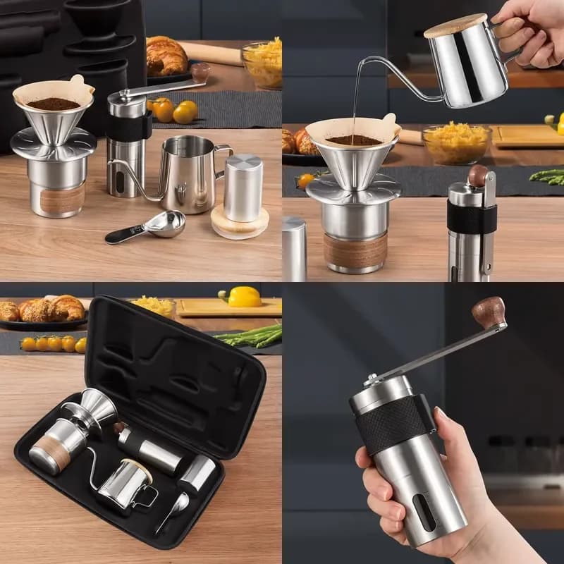 Hand Brewed Coffee Set Outdoor Camping Travel Coffee Equipment Portable Coffee Pot Hand Grinder Modern Minimalist Design Gift