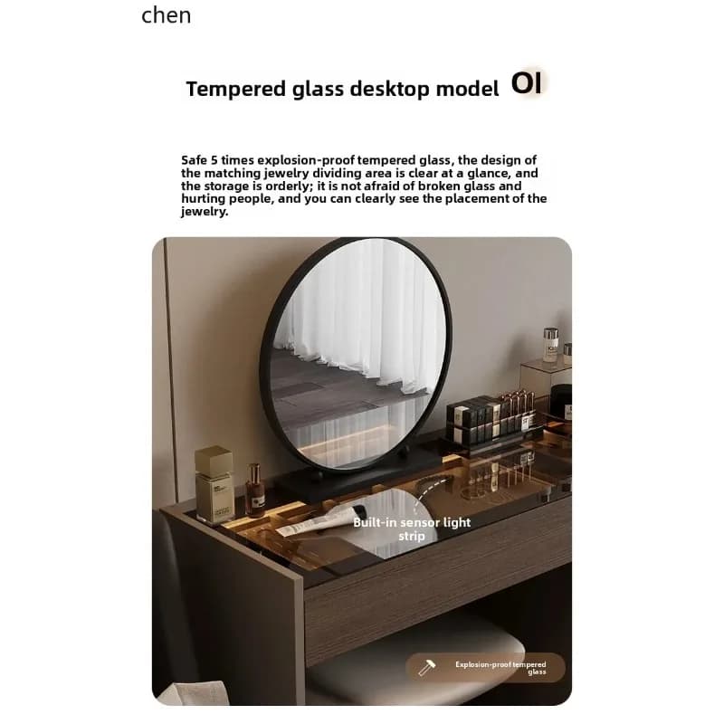 B6  modern minimalist light luxury chest dresser integrated minimalist bedroom storage cabinet makeup table