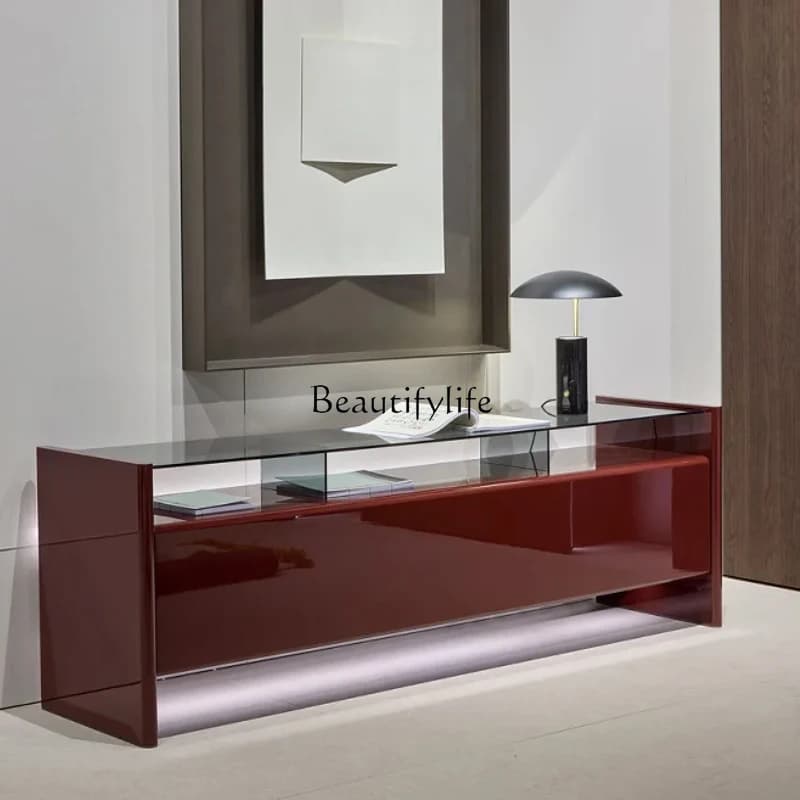 5Italian minimalist paint TV cabinet living room home piano bright TV cabinet