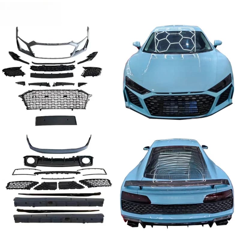 High Quality Factory Wholesale PP Material Body Kit Fit For 2016-2021 R8 Front Rear Bumper Side Skirt Center Grille Upgrade Part